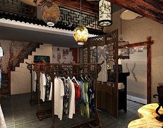 中式服装店3D模型下载