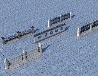 新中式围墙3D模型下载