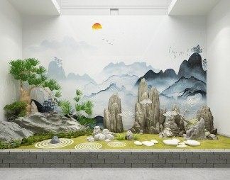 新中式园艺小品3D模型下载
