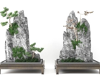 新中式盆景3D模型下载