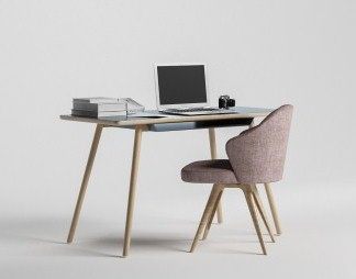 北欧书桌椅3D模型下载