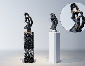 新中式雕塑3D模型下载
