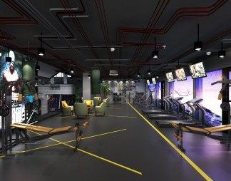 工业LOFT健身房3D模型下载
