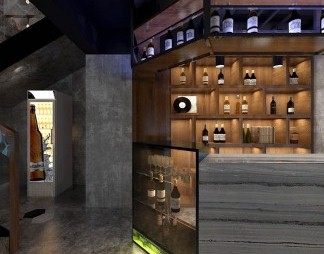 工业LOFT餐厅3D模型下载