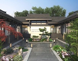 中式庭院3D模型下载