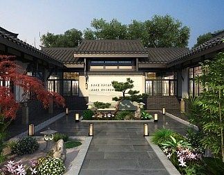 中式庭院3D模型下载