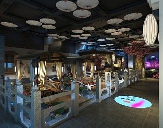 新中式餐厅3D模型下载