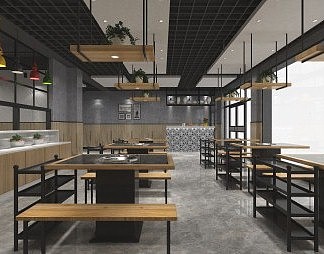 现代火锅店3D模型下载