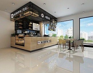 工业LOFT奶茶店3D模型下载