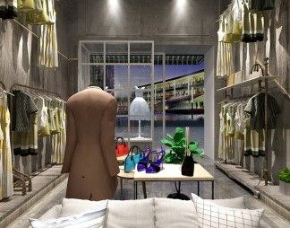 工业LOFT服装店3D模型下载