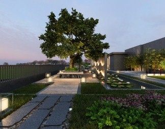 新中式庭院3D模型下载