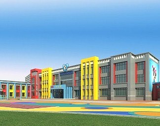 现代幼儿园建筑3D模型下载