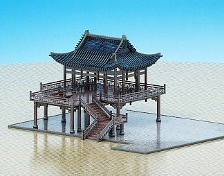 中式建筑3D模型下载