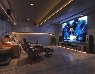 工业LOFT影音室3D模型下载