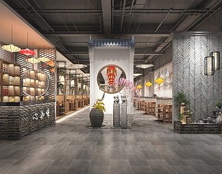 新中式火锅店3D模型下载