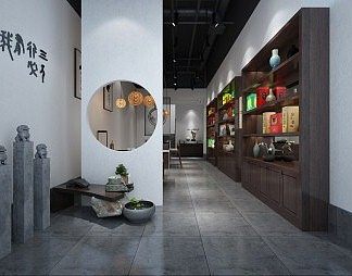 新中式茶叶店3D模型下载