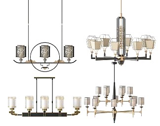 新中式吊灯3D模型下载