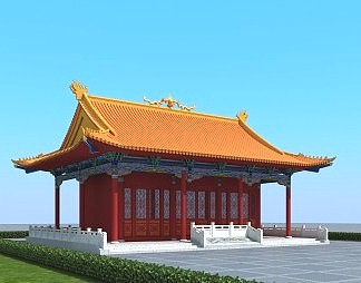 中式寺庙3D模型下载