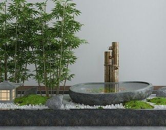 新中式景观小品3D模型下载