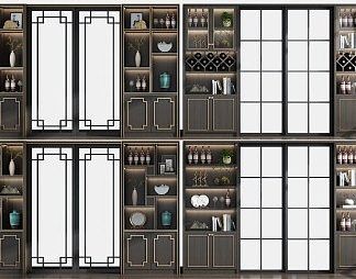 新中式酒柜3D模型下载
