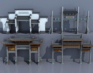 新中式牌坊3D模型下载