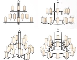 新中式吊灯3D模型下载
