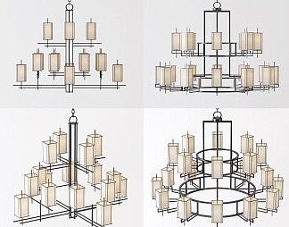 新中式吊灯3D模型下载