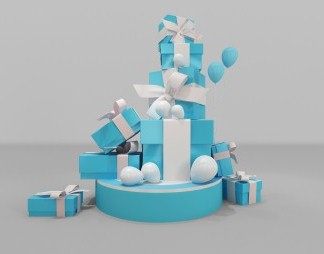 现代礼品盒3D模型下载