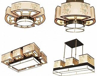 新中式灯具组合3D模型下载