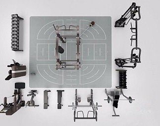 现代健身器材3D模型下载