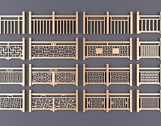 新中式围栏3D模型下载