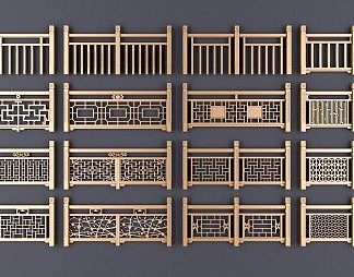 新中式围栏3D模型下载