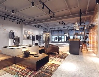 工业LOFT服装店3D模型下载