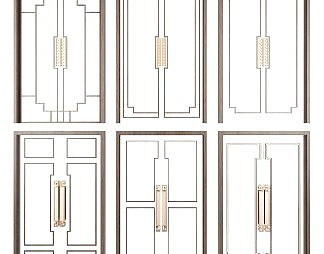 新中式双开门3D模型下载