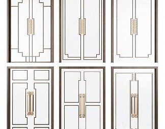 新中式双开门3D模型下载