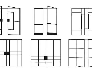 现代推拉门3D模型下载