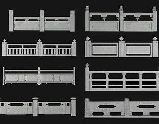 中式护栏3D模型下载