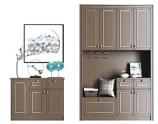 新中式鞋柜3D模型下载