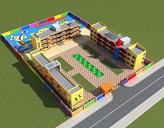 现代幼儿园建筑3D模型下载