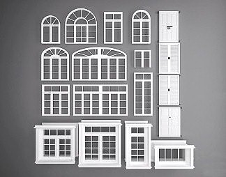 简欧平开窗3D模型下载