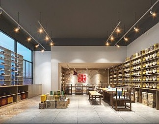 新中式茶叶店3D模型下载