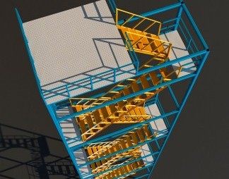 工业LOFT楼梯3D模型下载