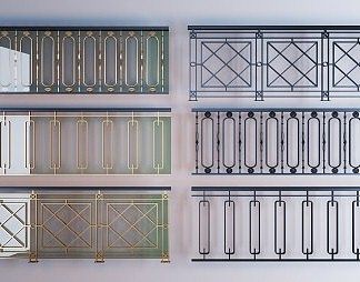 新中式护栏3D模型下载