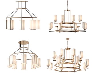 新中式吊灯3D模型下载