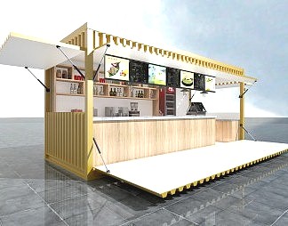 现代奶茶店3D模型下载