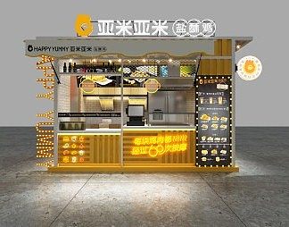 工业LOFT小吃店3D模型下载