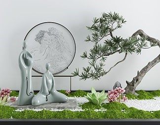 新中式景观小品3D模型下载