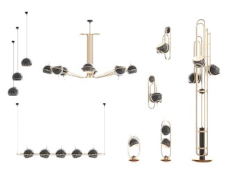 现代灯具组合3D模型下载