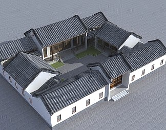 中式四合院3D模型下载