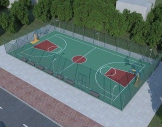 现代篮球场3D模型下载